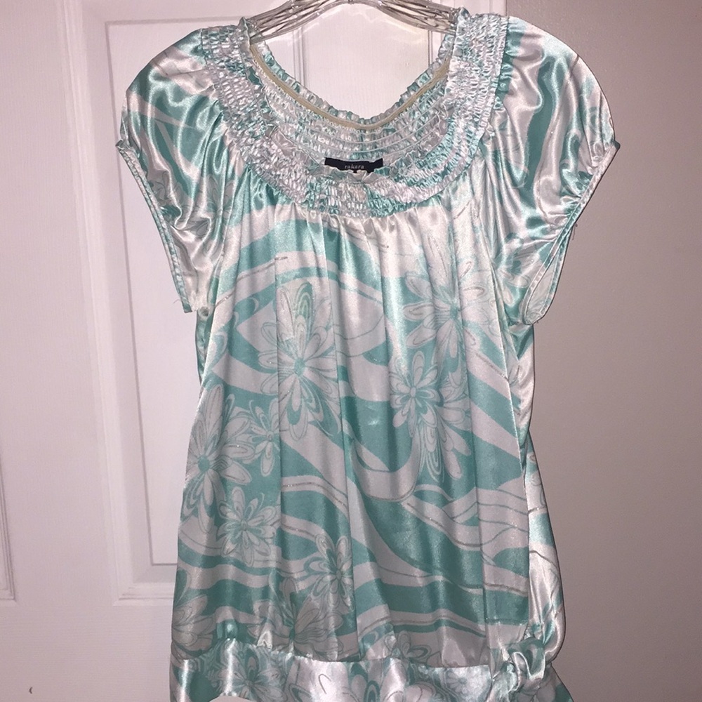Sea blue and white blouse